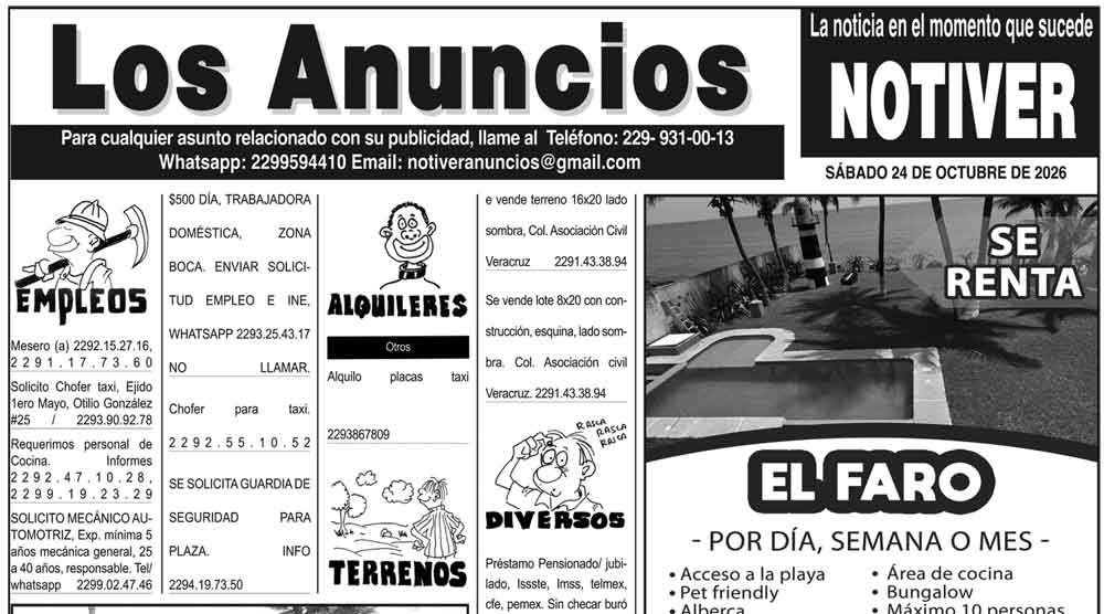 ...LOS ANUNCIOS, AVISOS Y DEMÁS! - SÁBADO, 24 DE OCTUBRE 2026
