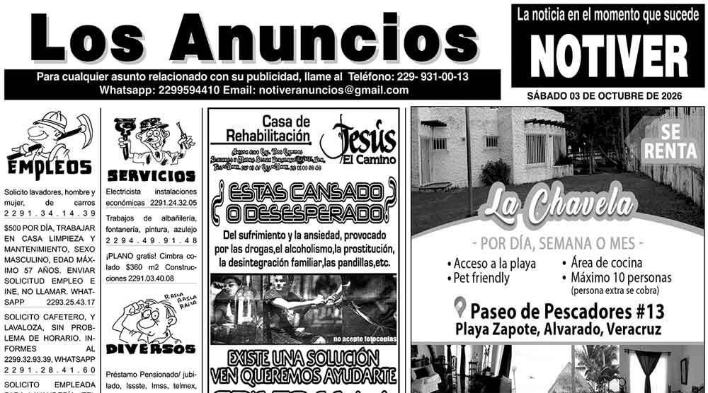 ...LOS ANUNCIOS, AVISOS Y DEMÁS! - SÁBADO, 03 DE OCTUBRE 2026