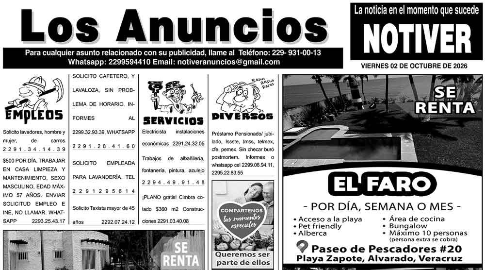 ...LOS ANUNCIOS, AVISOS Y DEMÁS! - VIERNES, 02 DE OCTUBRE 2026