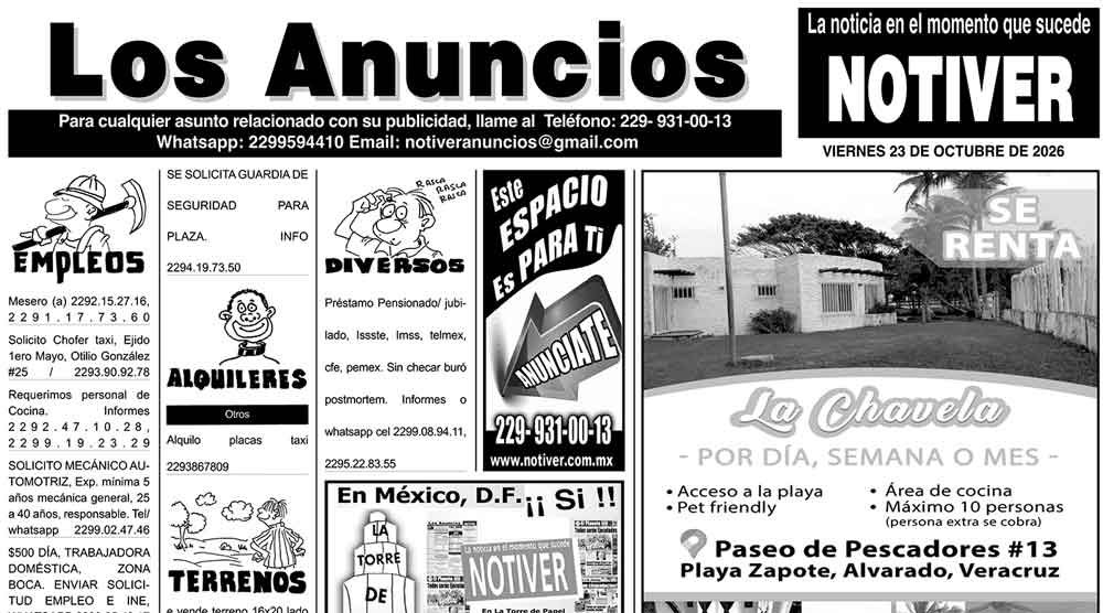 ...LOS ANUNCIOS, AVISOS Y DEMÁS! - VIERNES, 23 DE OCTUBRE 2026