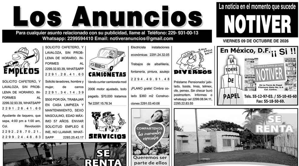 ...LOS ANUNCIOS, AVISOS Y DEMÁS! - VIERNES, 09 DE OCTUBRE 2026
