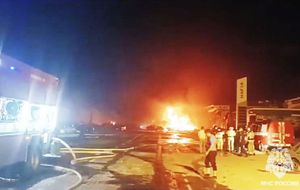 ¡Una enorme explosión en una gasolinera de Daguestán, Rusia!