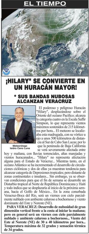 ¡HILARY" SE CONVIERTE EN UN HURACÁN MAYOR!