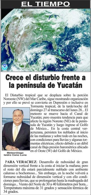 CRECE EL DISTURBIO FRENTE A LA PENÍNSULA DE YUCATÁN
