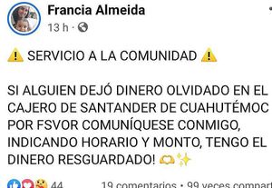 ¡OLVIDAN DINERO EN UN CAJERO! -Efectivo fue encontrado en el cajero de Santander de Cuauhtémoc