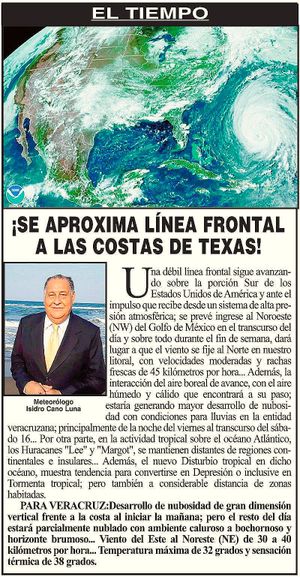¡SE APROXIMA LÍNEA FRONTAL A LAS COSTAS DE TEXAS!