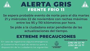 Por el Frente Frío 11... ¡ALERTA GRIS!