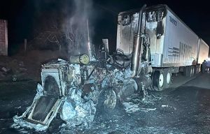 ¡TRÁILER CARBONIZADO! -OPERADOR SALIÓ CORRIENDO CUANDO LE SALÍA HUMO DEL MOTOR