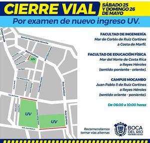 ¡CIERRAN CALLES DEL CAMPUS  MOCAMBO DE LA UV! - *Examen para Alumnos de Nuevo Ingreso