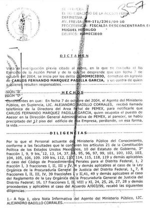 ¡PRESIDENCIA DIFUNDE DICTAMEN SIN TESTAR DE MÁRQUEZ PADILLA!