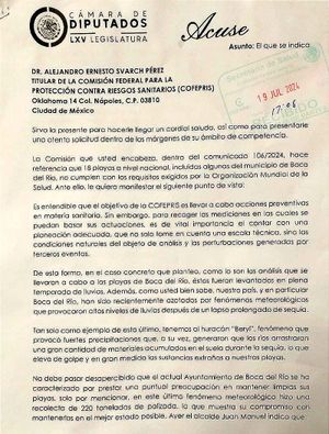 ¡CARTEAN A COFEPRIS! - “Los análisis que se llevaron en las playas de Boca del Río, fueron levantados en plena temporada de lluvias”