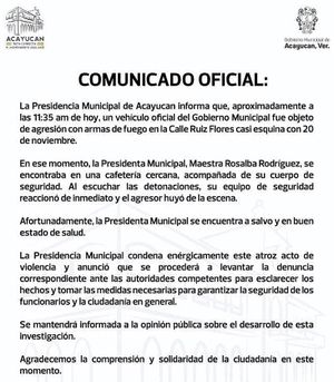 ¡CONDENAN ATAQUE! - “LA PRESIDENTA MUNICIPAL SE ENCUENTRA A SALVO”