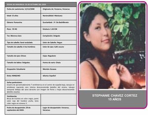 ¡ACTIVAN PROTOCOLO ALBA POR DESAPARICIÓN DE UNA QUINCEAÑERA!