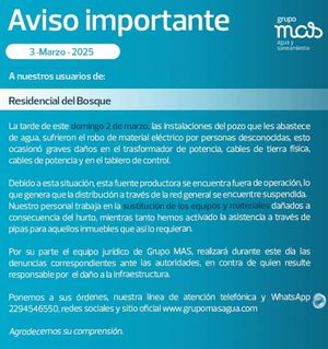 ¡‘RATAS’ DEJAN SIN CABLES A POZO DEL GRUPO MAS! - NO HAY AGUA EN EL FRACCIONAMIENTO RESIDENCIAL DEL BOSQUE
