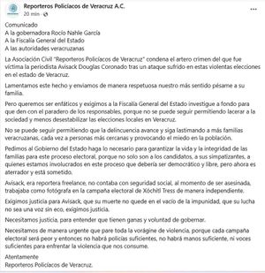 ¡“JUSTICIA, JUSTICIA”! - * Claman Asociaciones de Periodistas
