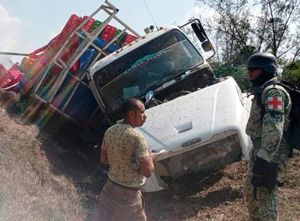 ¡SE VOLTEA CAMIÓN CARGADO CON POLLOS!