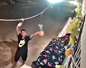 ¡PAREJA DE ‘RATAS’ ROBAN PUESTO DE FRUTAS Y SALUDAN A LA CÁMARA!