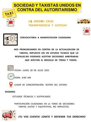 ¡MARCHA DE TAXISTAS! - *Cerrarán este lunes el centro de Xalapa