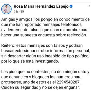 ¡ALERTA ROSA MARÍA! - *  Por mensajes falsos  a su nombre
