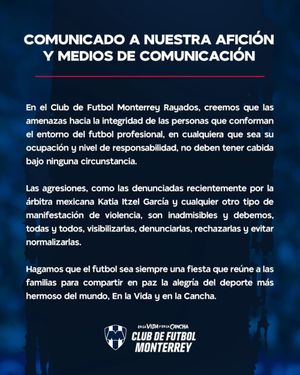 ¡CONDENA RAYADOS AMENAZAS A KATIA ITZEL!