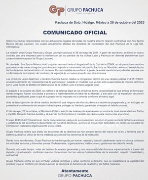 ¡RESPONDE GRUPO PACHUCA A ORDEN DE APREHENSIÓN!