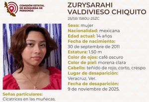 ¡DESAPARECIÓ ZURY SARAHÍ DE 14 AÑOS!