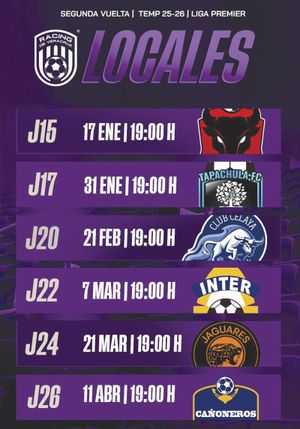 ¡ASÍ EL CALENDARIO DEL RACING DE LA SERIE A!