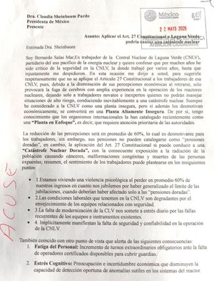 ¡MANDAN CARTA DESDE ‘CHERMNOVERDE’! - *Siguen despidiendo a los ingenieros de Laguna Verde