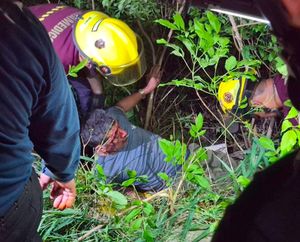 ¡PEATÓN QUEDÓ ATRAPADO EN LA MALEZA!
