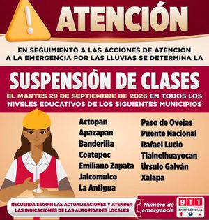 ¡NO HAY CLASES! - EN XALAPA Y OTROS 12 MUNICIPIOS