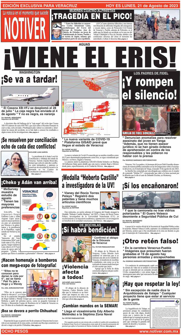 LA PORTADA - LUNES, 21 DE AGOSTO 2023