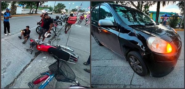 ¡Motociclista termina raspado en el pavimento!