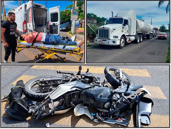 ¡MOTOCICLISTA HERIDO ARRASTRADO POR TRÁILER!