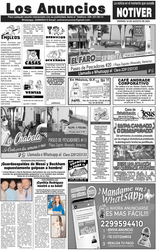 ...LOS ANUNCIOS, AVISOS Y DEMÁS! - VIERNES, 18 DE AGOSTO 2023