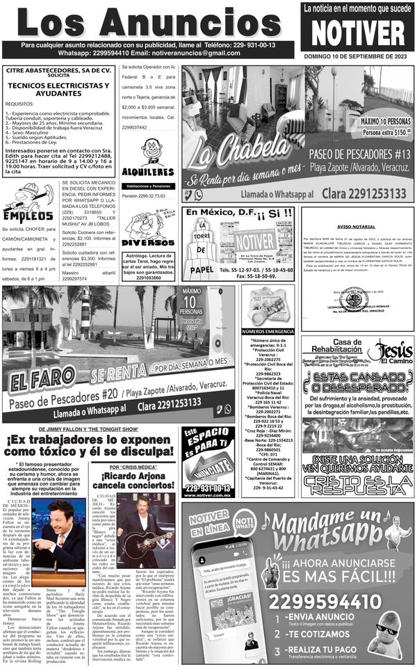 ...LOS ANUNCIOS, AVISOS Y DEMÁS! - DOMINGO, 10 DE SEPTIEMBRE 2023