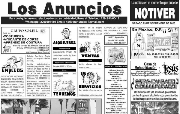 ...LOS ANUNCIOS, AVISOS Y DEMÁS! - SÁBADO, 23 DE SEPTIEMBRE 2023