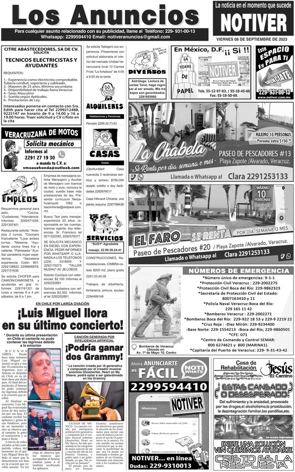 ...LOS ANUNCIOS, AVISOS Y DEMÁS! - VIERNES, 8 DE SEPTIEMBRE 2023