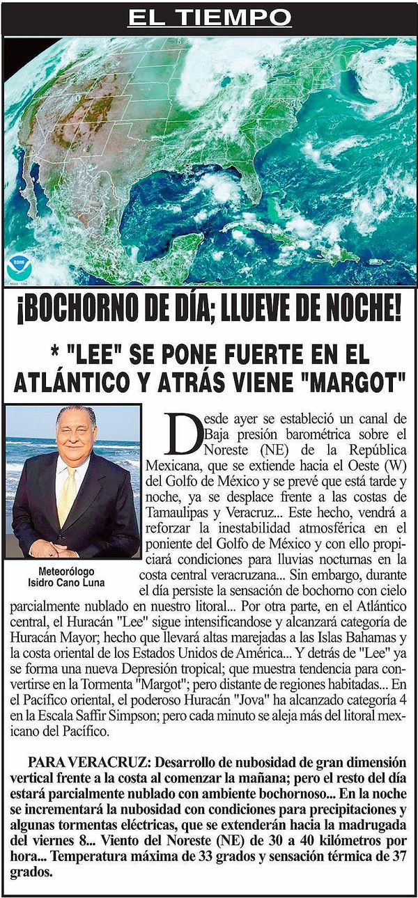 ¡BOCHORNO DE DÍA; LLUEVE DE NOCHE!