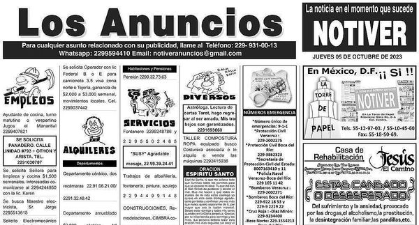 ...LOS ANUNCIOS, AVISOS Y DEMÁS! - JUEVES, 5 DE OCTUBRE 2023