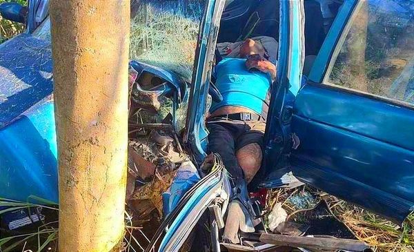 APARATOSO ACCIDENTE EN LA LAGUNA ¡QUEDÓ PRENSADO DESPUÉS DE CHOCAR CON UN ÁRBOL!