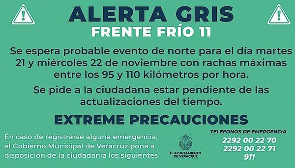 Por el Frente Frío 11... ¡ALERTA GRIS!