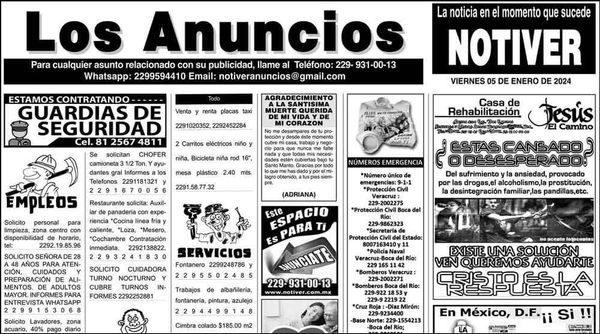 ...LOS ANUNCIOS, AVISOS Y DEMÁS! - VIERNES, 5 DE ENERO 2024