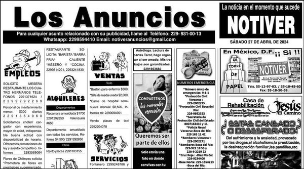 ...LOS ANUNCIOS, AVISOS Y DEMÁS! - SÁBADO, 27 DE ABRIL 2024