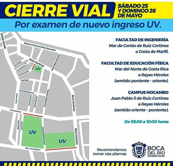 ¡CIERRAN CALLES DEL CAMPUS  MOCAMBO DE LA UV! - *Examen para Alumnos de Nuevo Ingreso