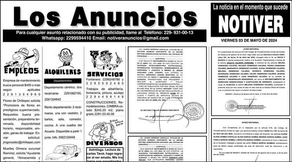 ...LOS ANUNCIOS, AVISOS Y DEMÁS! - VIERNES, 3 DE MAYO 2024