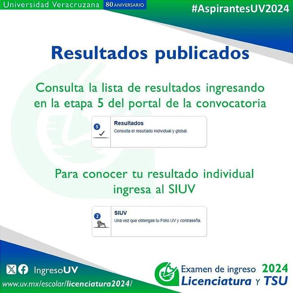 ¡SALEN RESULTADOS DE INGRESO A LA UNIVERSIDAD VERACRUZANA 2024!