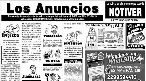 ...LOS ANUNCIOS, AVISOS Y DEMÁS! - JUEVES, 13 DE JUNIO 2024