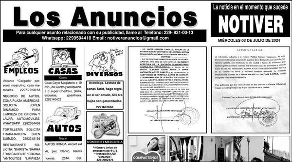 ...LOS ANUNCIOS, AVISOS Y DEMÁS! - MIERCOLES, 3 DE JULIO 2024