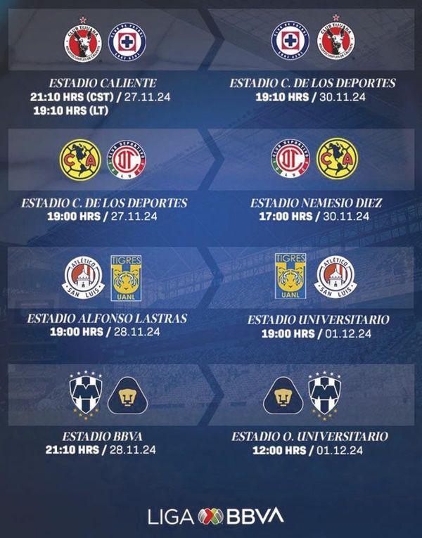 ¡LISTAS FECHAS Y HORARIOS PARA LA LIGUILLA EN LIGA MX!