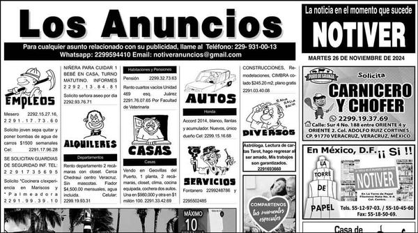 ...LOS ANUNCIOS, AVISOS Y DEMÁS! - MARTES, 26 DE NOVIEMBRE 2024
